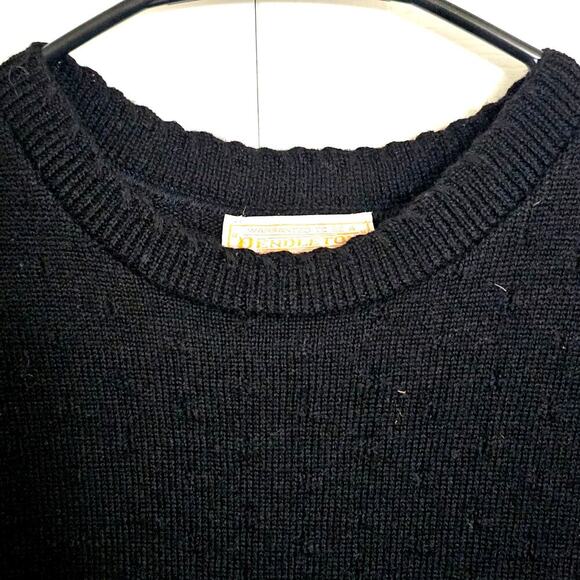 Pendleton Vintage 1970s Black‎ Scallop Sleeveless Sweater Medium Preppy Classic - Picture 6 of 10